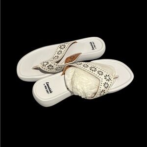 White Embellished Sandals by Muk Luks NWOT